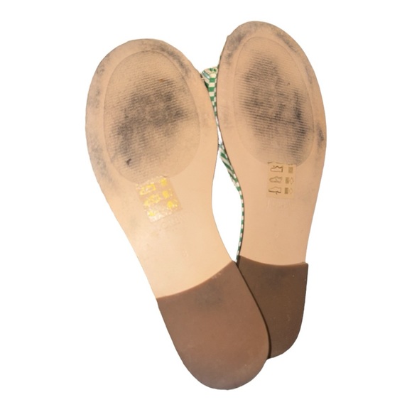 J. Crew Green and White Striped Canvas Knotted Bow Slip On Sandals Size 8 BB1 - Picture 5 of 8